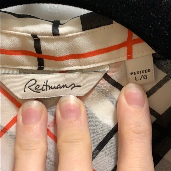 BOGO Reitmans Sheer Plaid Asymmetrical Top - Picture 7 of 9